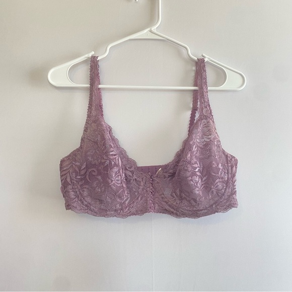 Purple Lace Full-Coverage Bra with Wide Straps - Picture 1 of 4